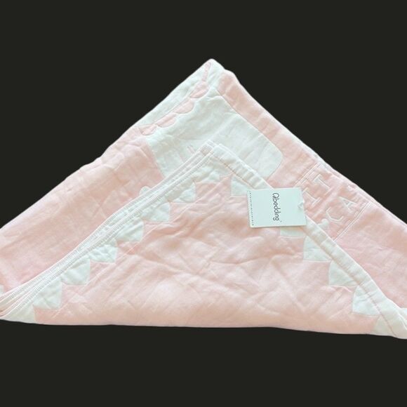 Bamboo Cotton Crib Baby Blanket QBedding Pink Baby Girl Blanket 43 X 43 Soft NWT - Picture 2 of 8